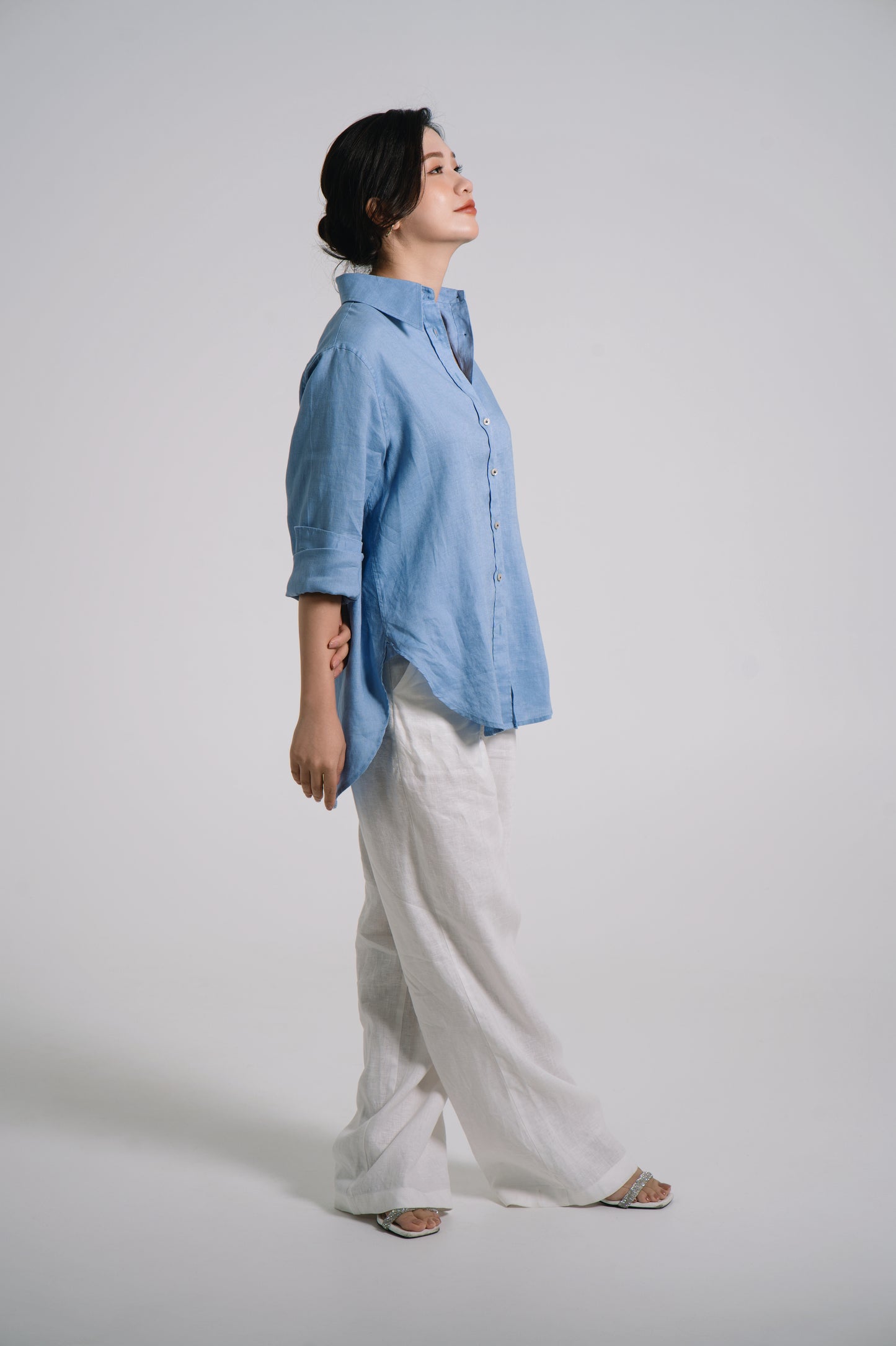 Women Linen Shirt - Sky Blue