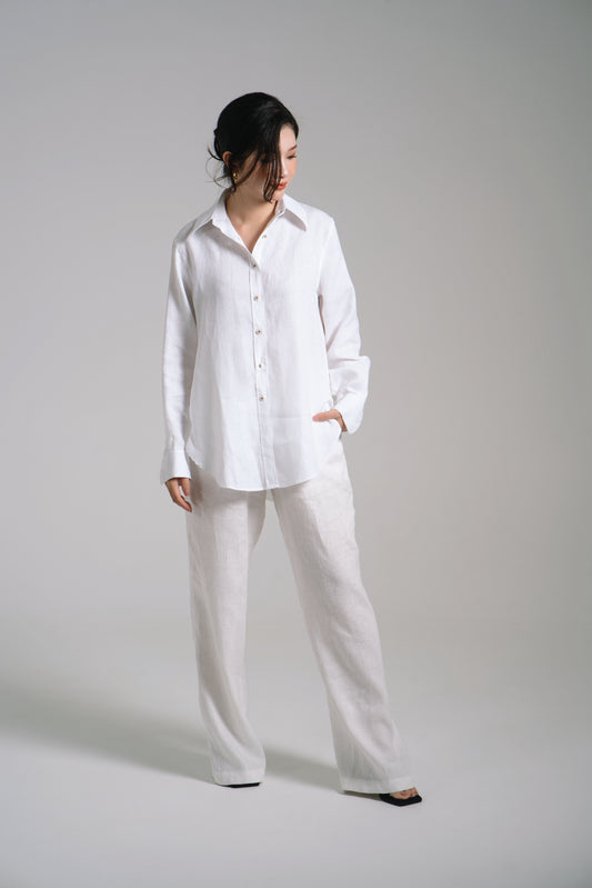 Women Linen Shirt - White