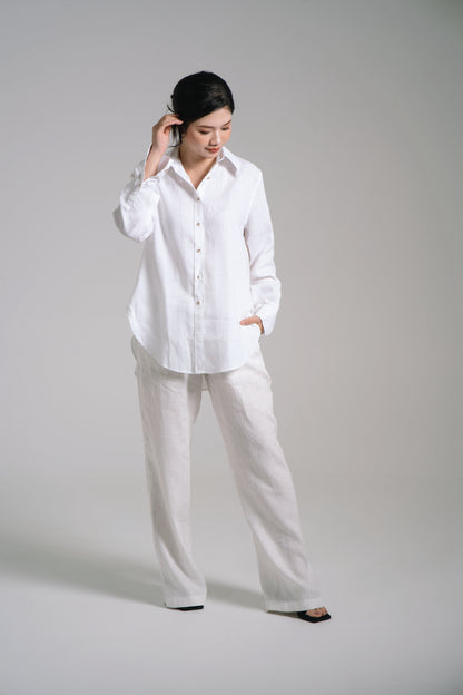 Women Linen Shirt - White