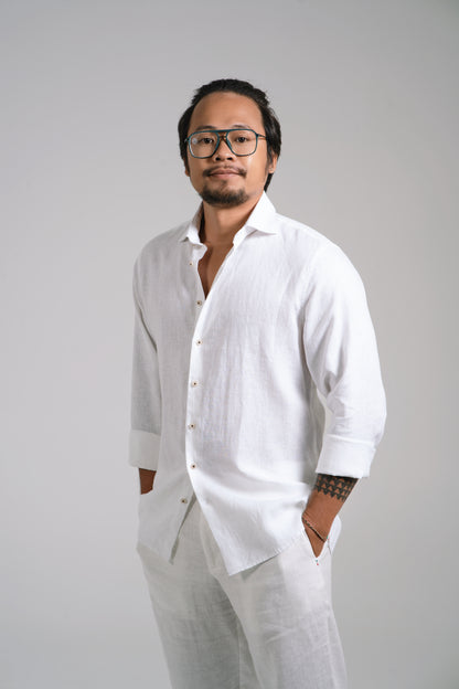 Men Linen Shirt - White