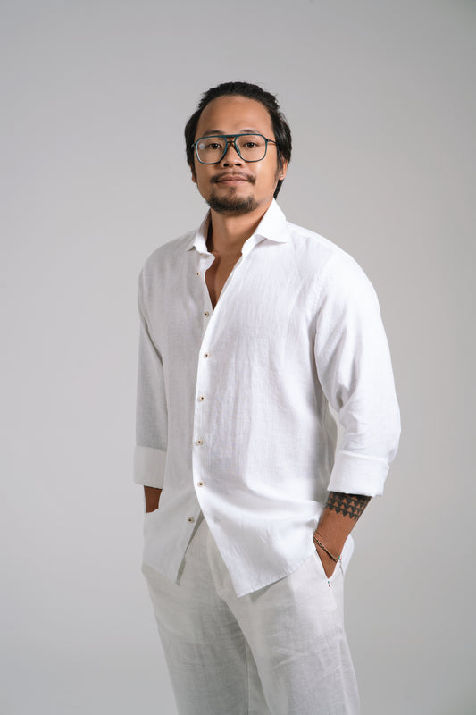 Men Linen Shirt - White