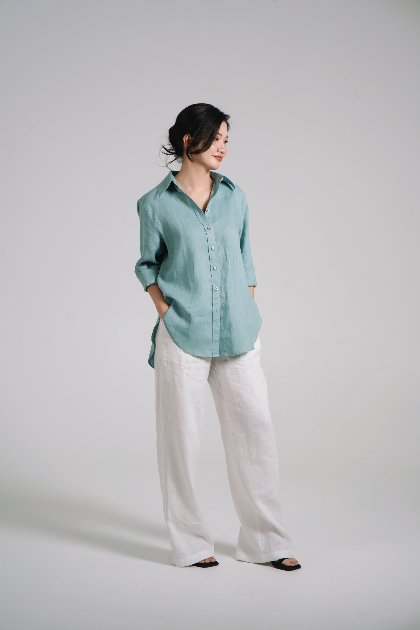 Women Linen Shirt - Mint