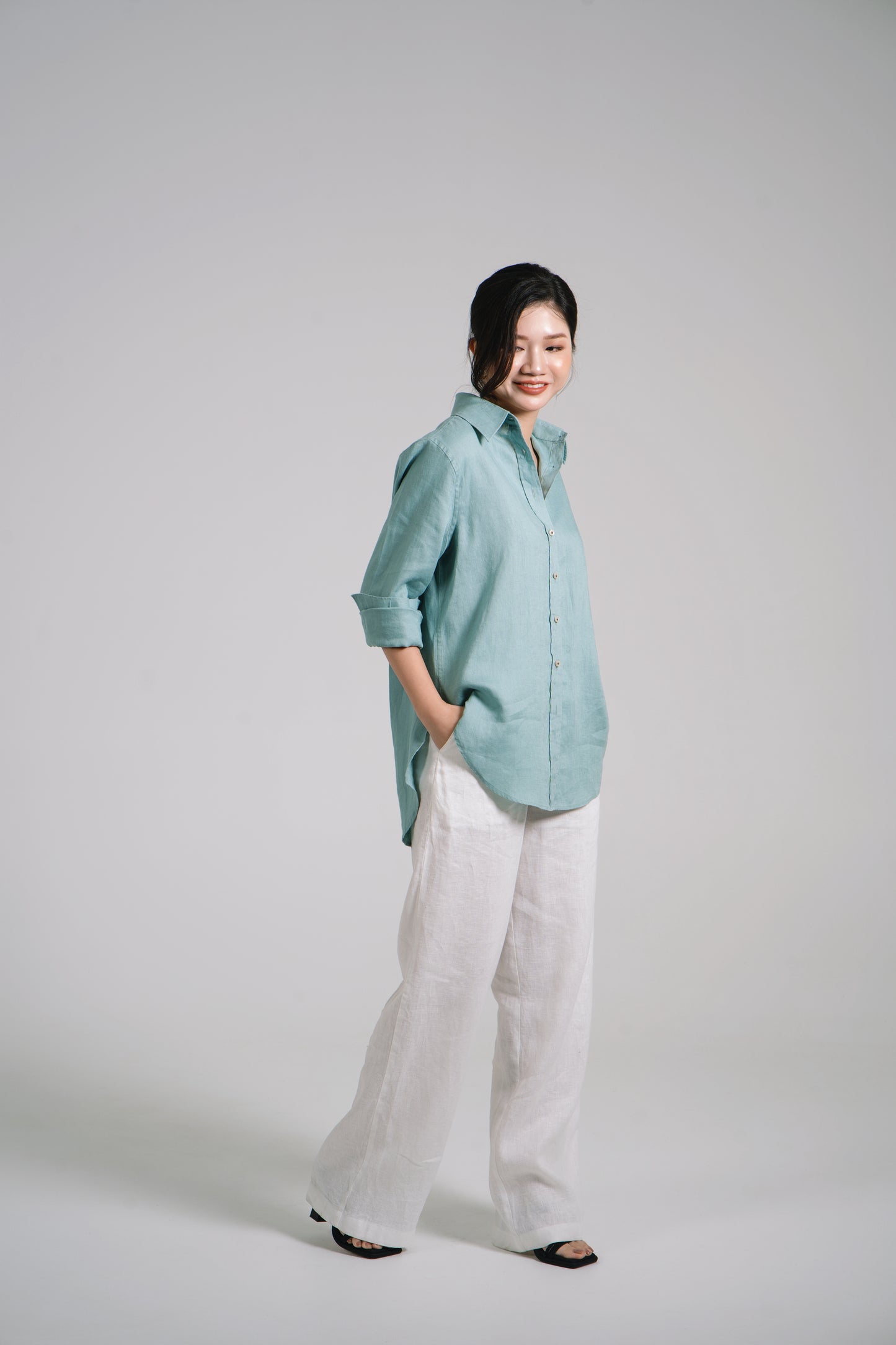 Women Linen Shirt - Mint