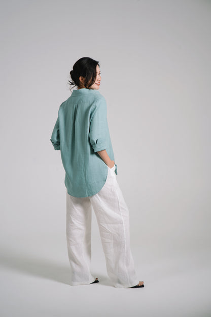 Women Linen Shirt - Mint