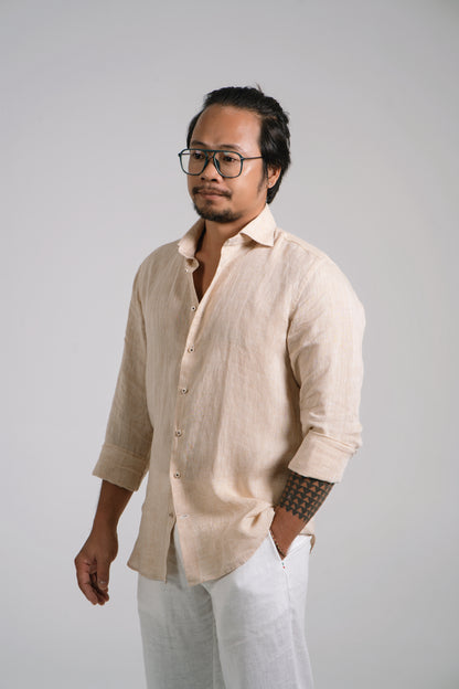 Men Linen Shirt - Beige