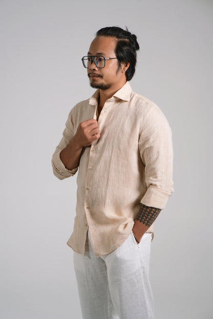 Men Linen Shirt - Beige