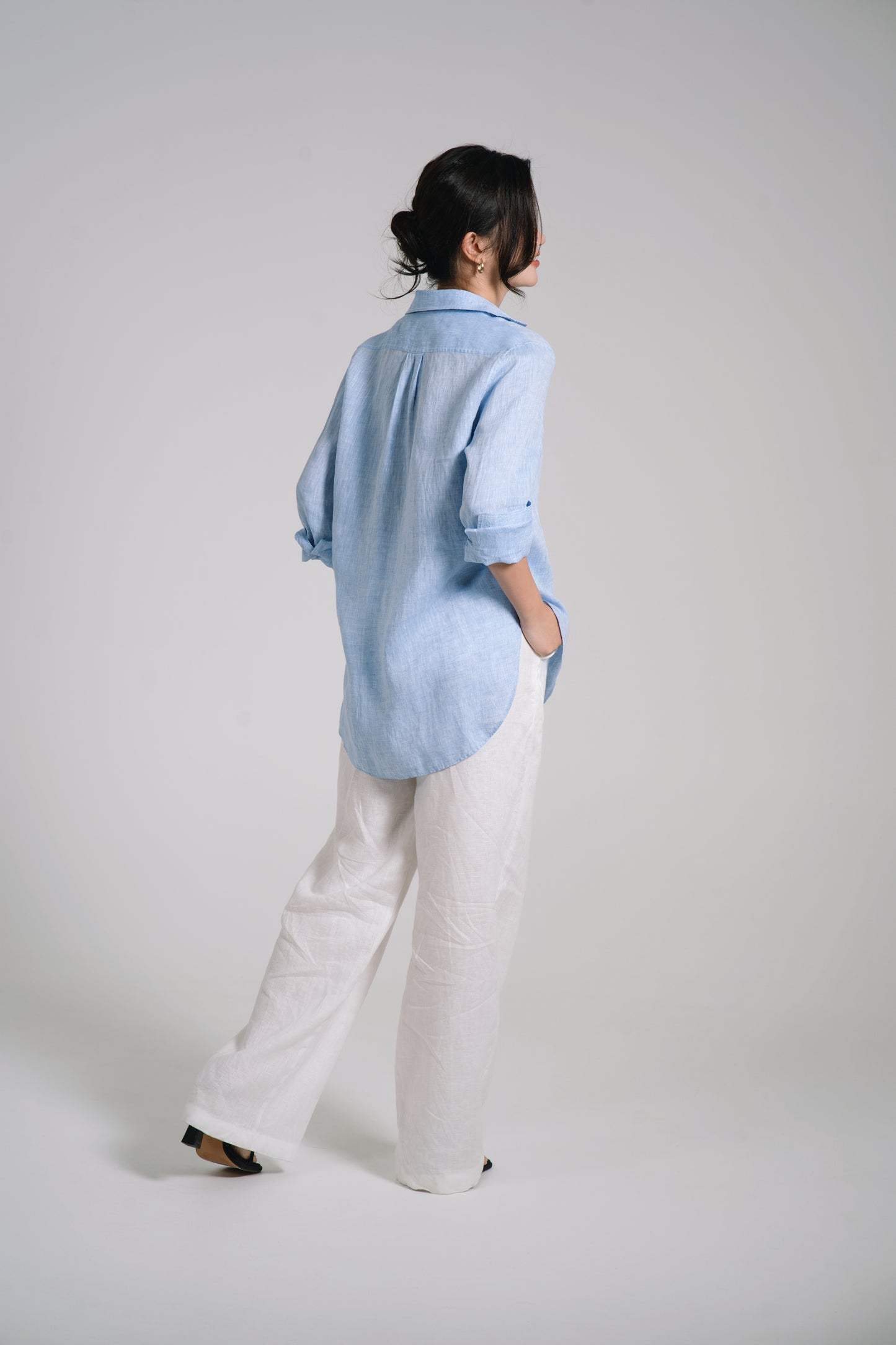 Women Linen Shirt - Light Blue