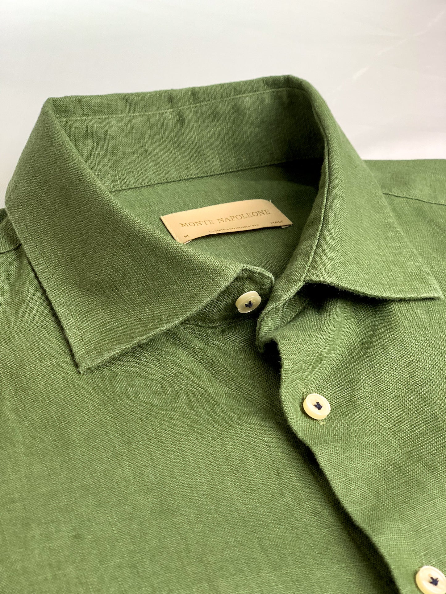 Men Linen Shirt - Olive