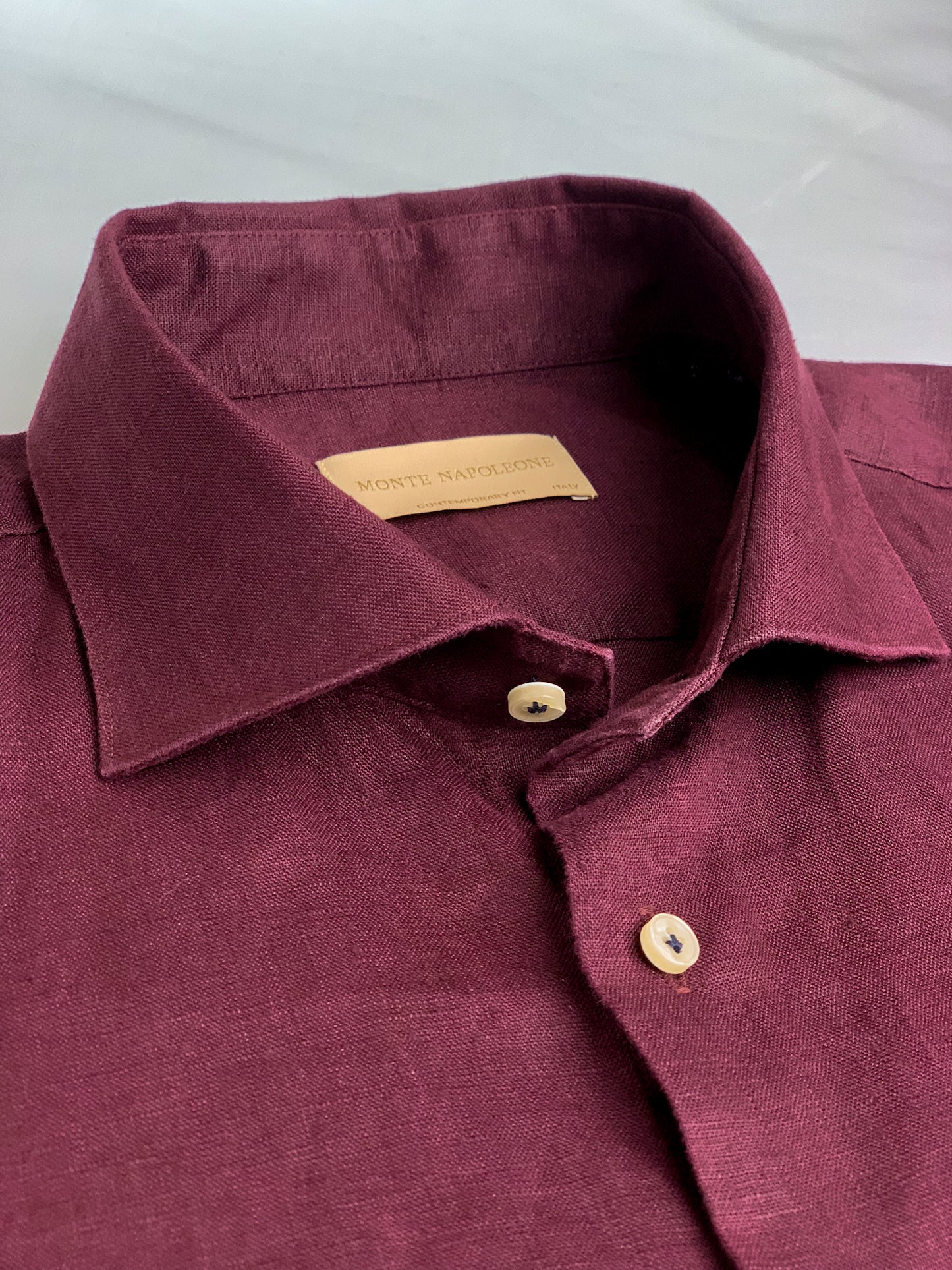 Men Linen Shirt - Burgundy