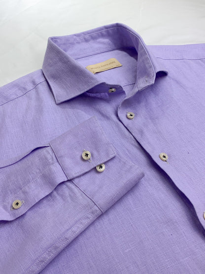 Men Linen Shirt - Purple