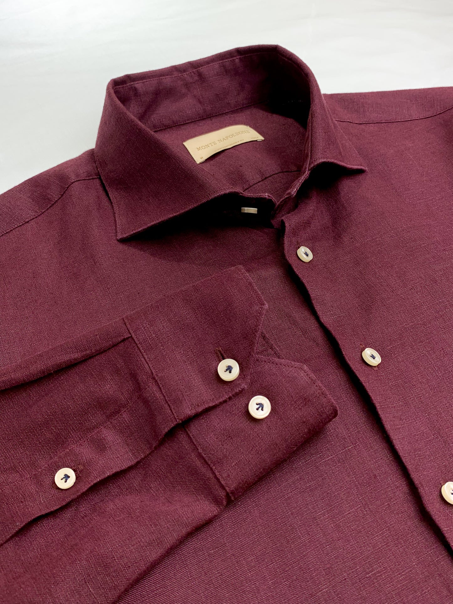 Men Linen Shirt - Burgundy