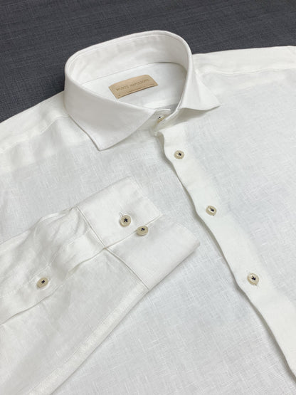 Men Linen Shirt - White